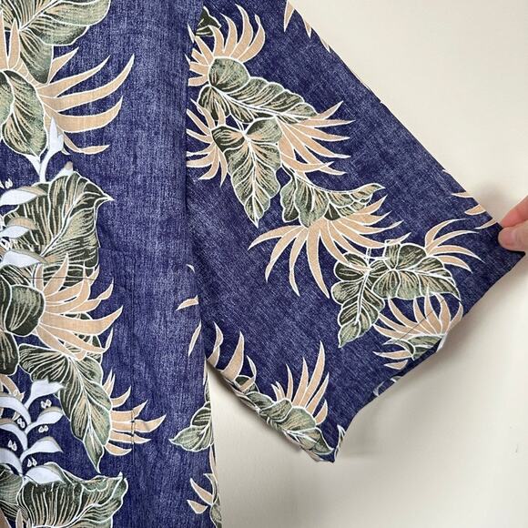 Royal Creations Tropical Floral Hawaiian Shirt Button Front Short Sleeve Blue XL - Picture 3 of 9